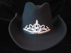 Texas Tiara in Black w/Rhinestone Drop